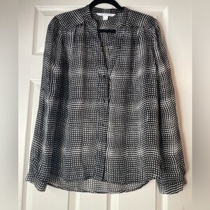 Diane von furstenburg black and white sheer shirt size 8